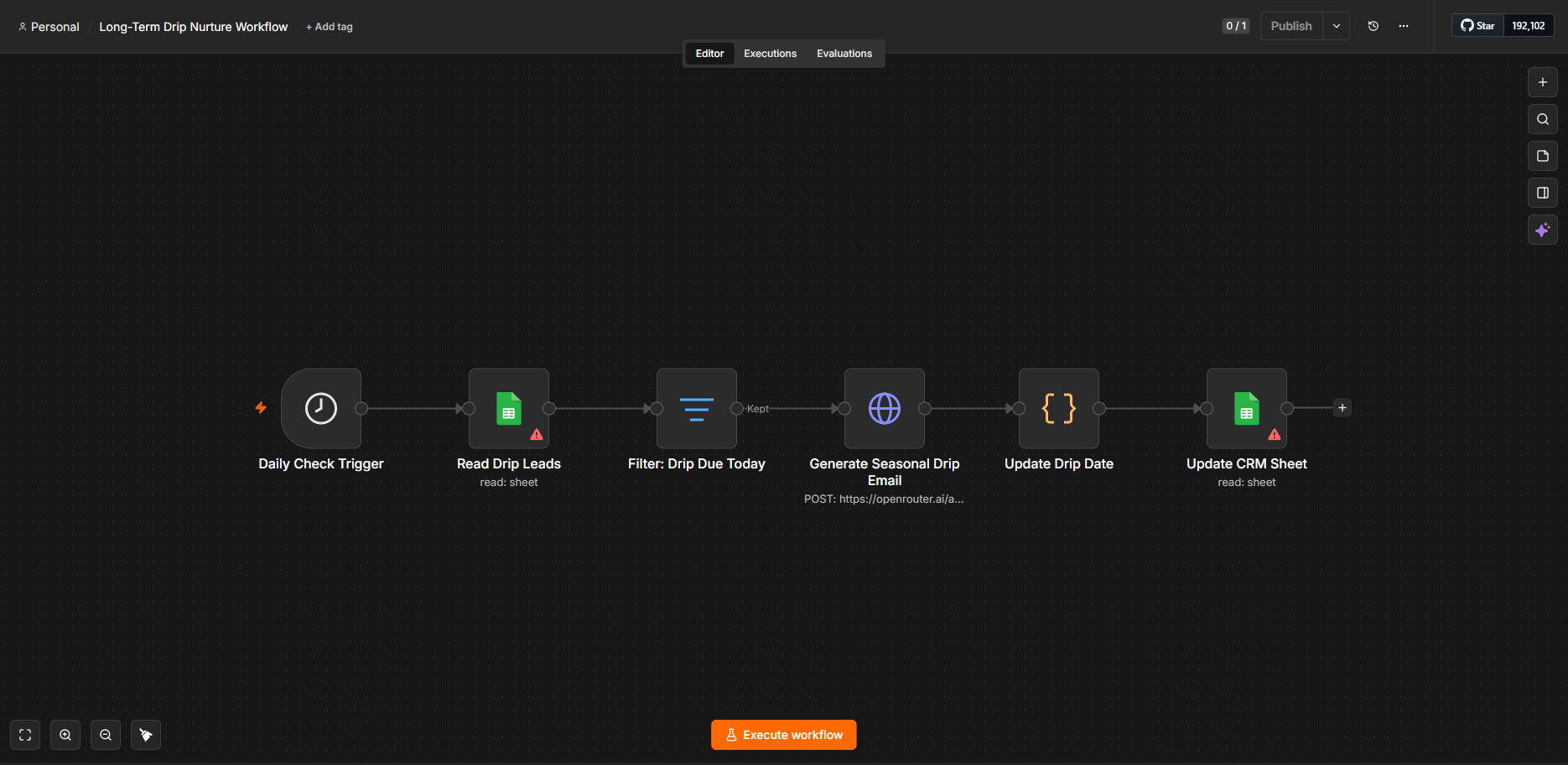 Long-Term Drip Nurture Workflow